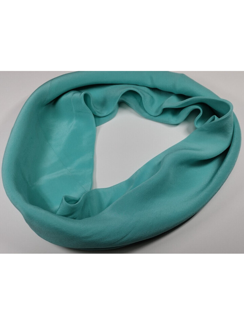 Vintage Circular Infinity Silk Scarf Turquoise Blue FOR HAIR OR NECK 80s 90s